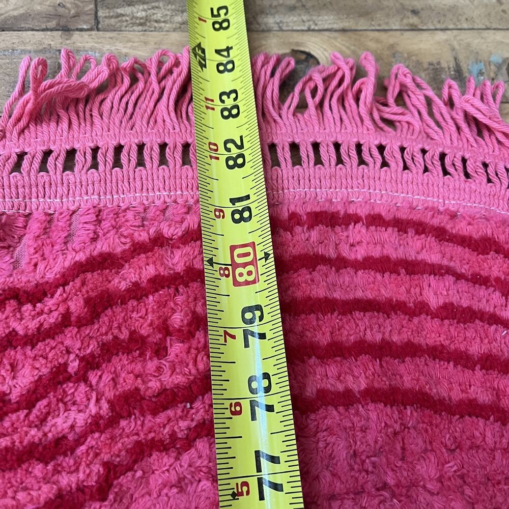 Vtg Chenille Bedspread Pink Floral Tufted Embroidered Cotton w/ Fringe 98"x81" - Picture 8 of 10